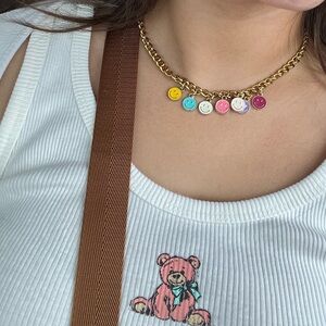 Smiley face rainbow necklace